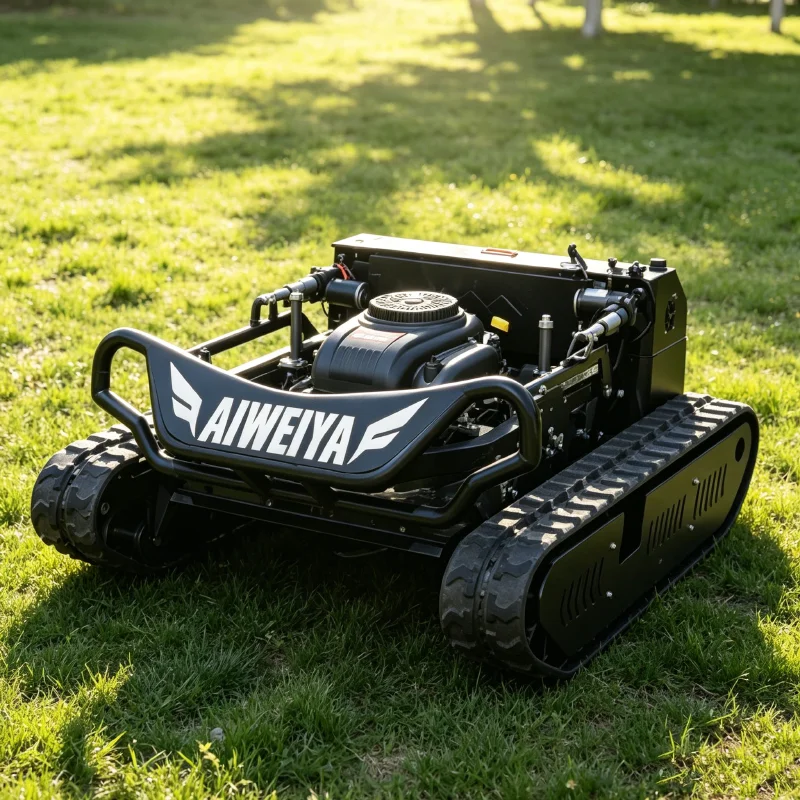 

Customized remote-controlled tracked lawn mower for mountainous and hilly areas