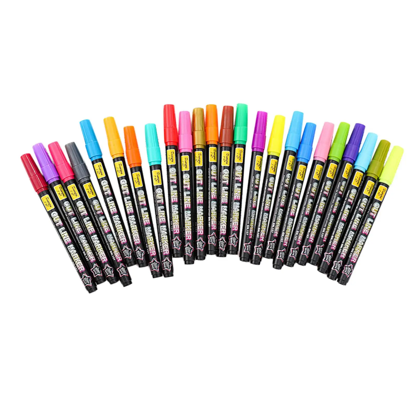 24 Colors Acrylic Self-Outline Pens Markers Glitter Pens for