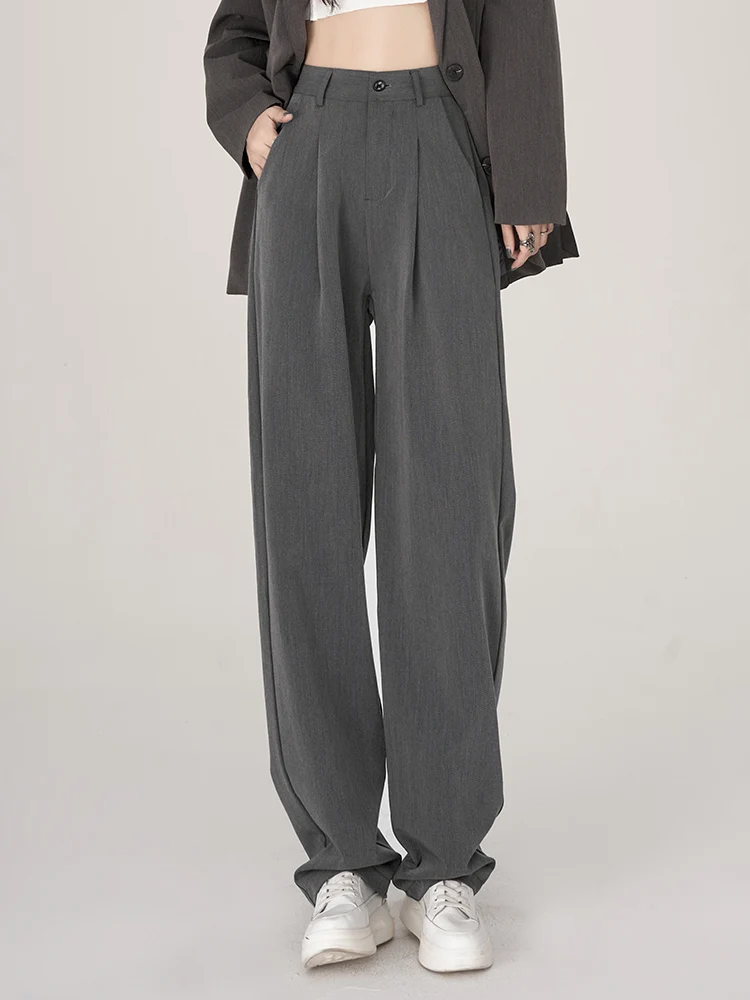 

ay Wide Leg Suit Pants Women's Spring Summer Loose Casual Trousers High Waist Korean Sle Long Pants for Tall Women