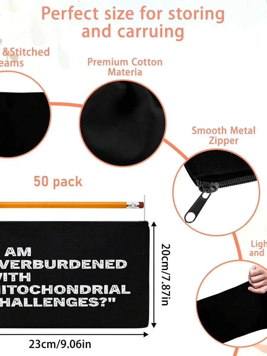 

Mitochondrial Challenges Canvas Zipper Pouch For Travel Makeup Stationery Large Capacity