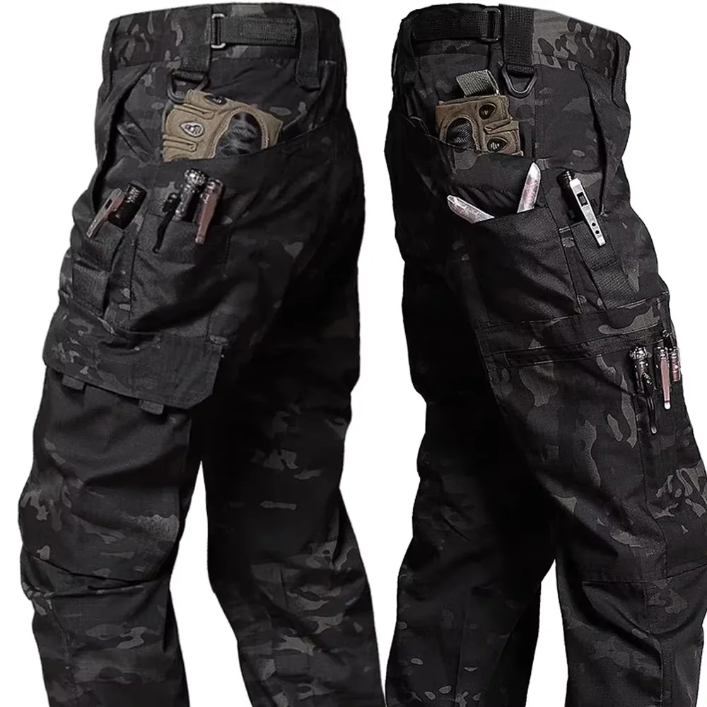 Men's Tactical Pants Outdoor Work Casual Cargo Trousers Waterproof Multi-pocket Wear-Resistant Outdoor Training Trousers