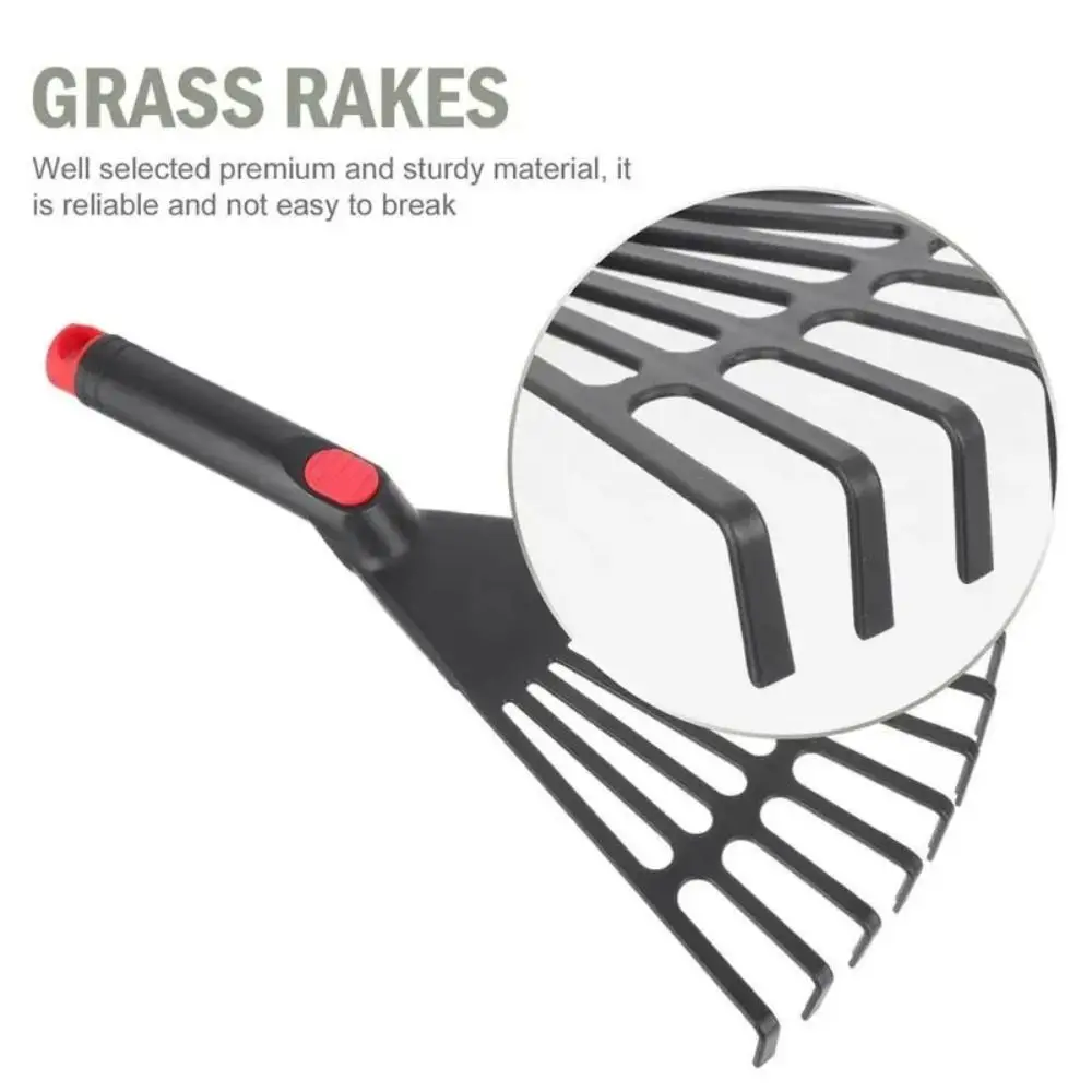 

Simple Plastic Garden Grass Leaf Rake Comfortable Handle Leveling Gardening Rake Safe Comfortable Hand Rake Lawn