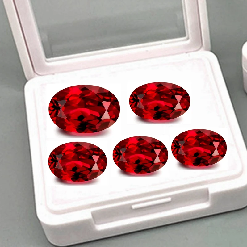 

Boxed Ruby Oval Faceted Cut Glow Under UV light Mohs Hardness Gems VVS Loose Gemstones for Jewelry Making/Collection/Gift Stone