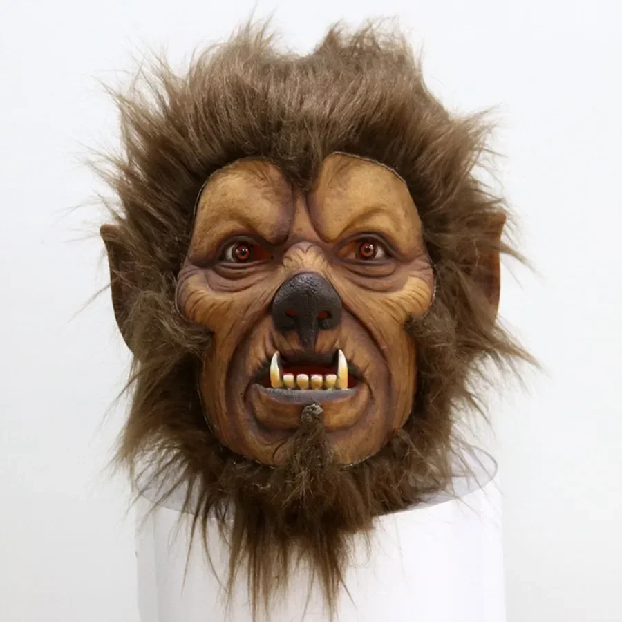 Realistic Latex Werewolf War Warrior Mask Halloween Cosplay Comical Headgear Human Scene Carnival Party Monster Dressing Props