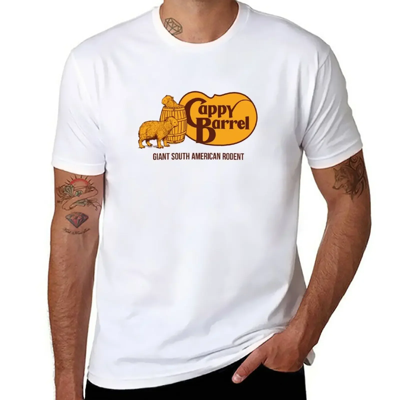 Cappy Barrel; capybara country store logo T-Shirt summer top summer clothes customs mens t shirts pack