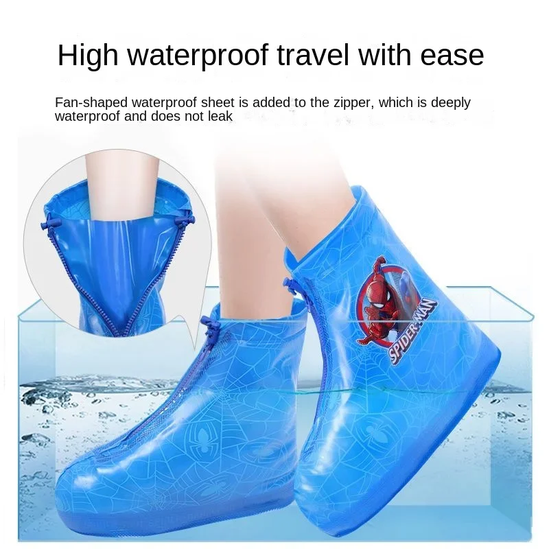 Disney Spider Kids Rain Boots Waterproof Shoe Cover Silicone Shoes Man Protectors Non-Slip Cover Reusable Outdoor Rainy Boots