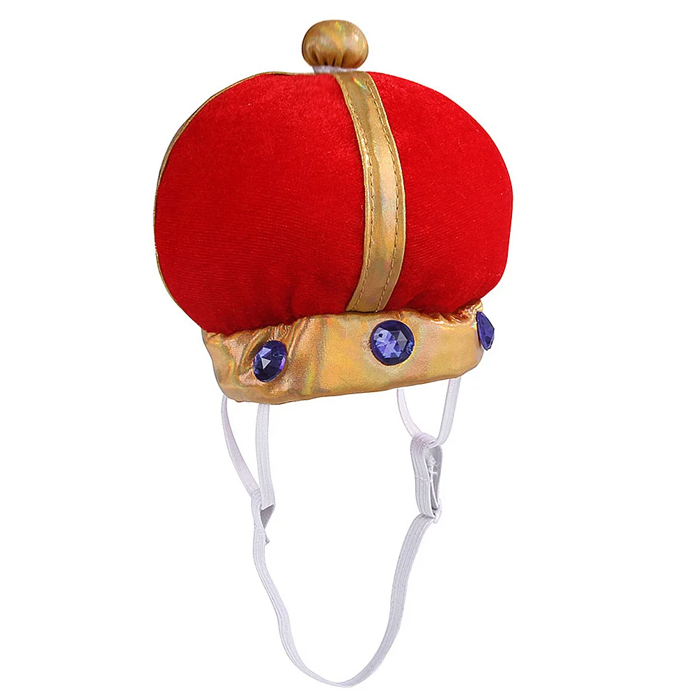 1pc Pet Crown Hat Size L Red Adjustable Soft Comfortable For Cats Party Christmas Parade Photo Shoot Costume Accessory Pet