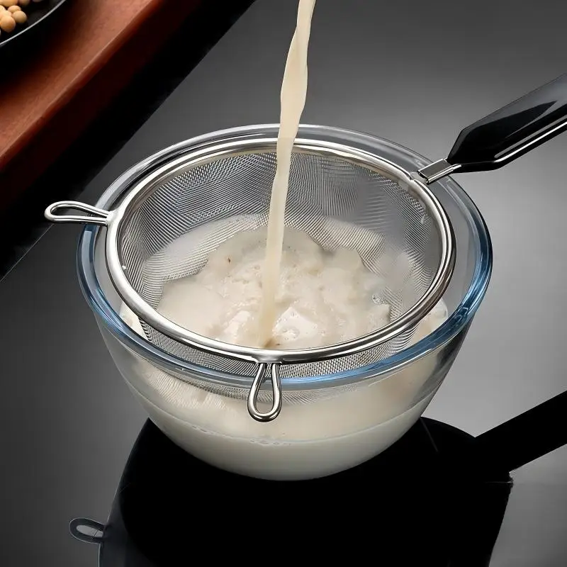 Ergonomic Grip Fine Mesh Colander Anti Slip Base Hanging Loop For Kitchen Food Washing Draining Work