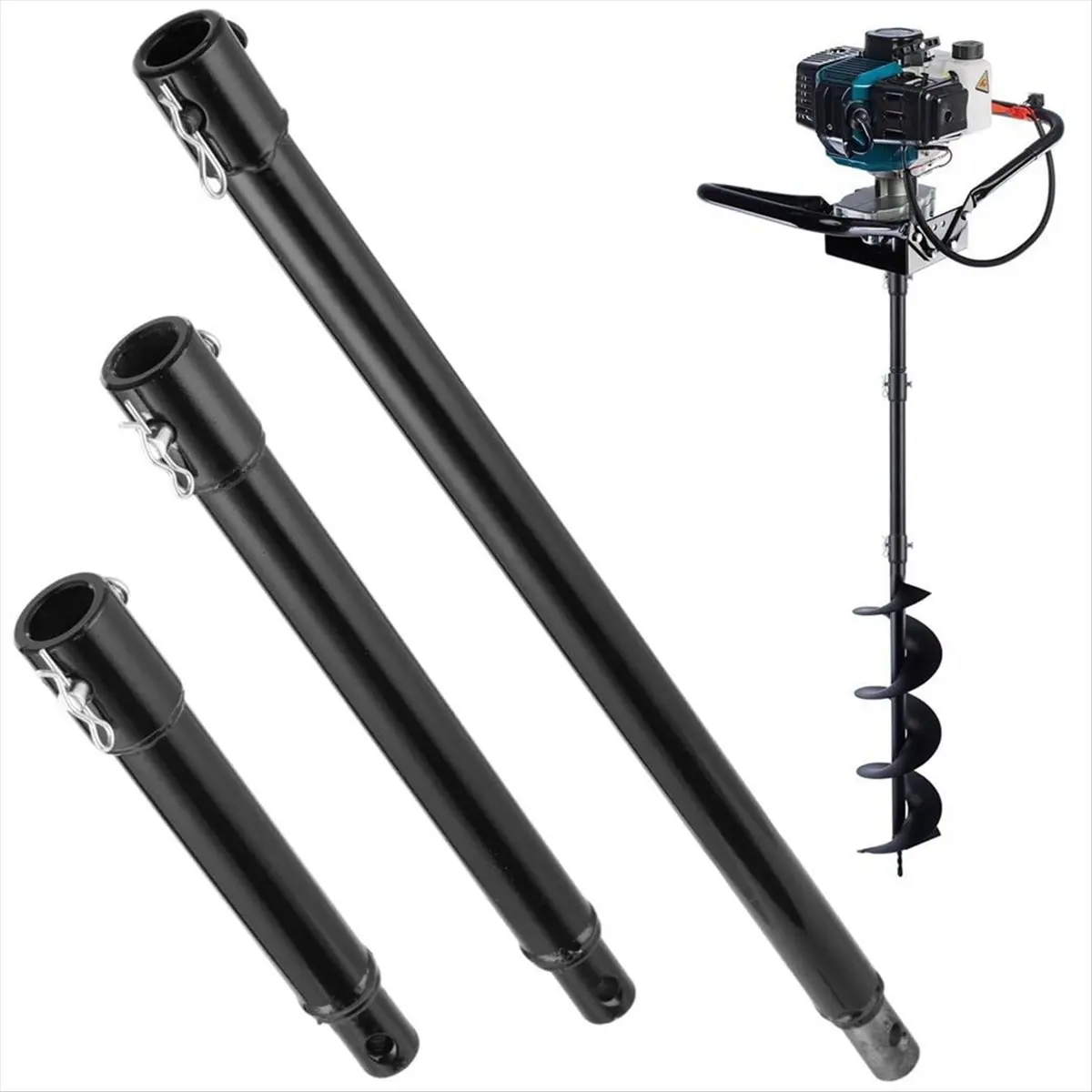 A58Z 3PCS Auger Extension Drill Bits, 3/4In Shaft Earth Auger Drill Bit Extension, Garden Spiral Hole Drill Bit Extension Rod