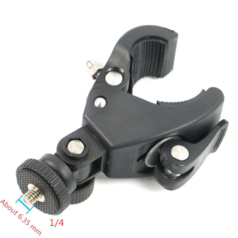 Black 1/4 Super Clamp Bike Bicycle Motorcycle Handlebar Handle Clamp Bar Camera Mount Tripod Adapter for Action Camer Gopro Hero