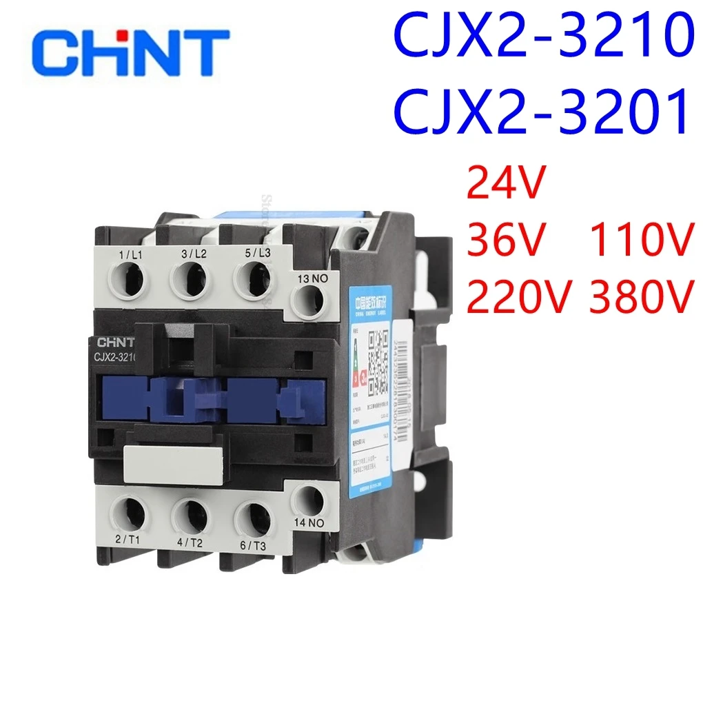 CHINT AC Contactor 32A 3P+1NO/1NC Rail installation LC1d CJX2- 3210 CJX2- 3201 LC1D 220V 380V 36V 24V 110V