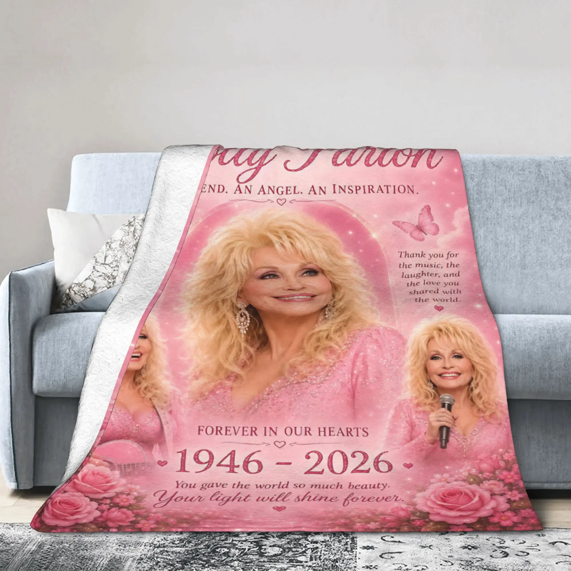 Dolly Parton Memorial RIP Blankets Flannel  Soft Throw Blanket for Bedroom Sofa Bed Rug