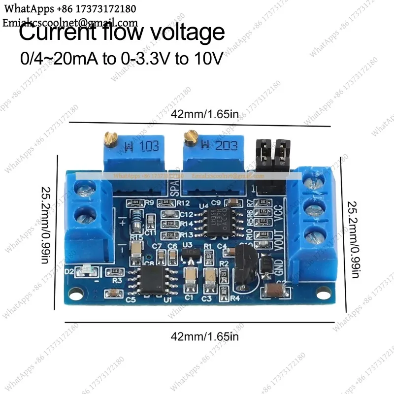 XY-ITOV 4-20mA to 0-10V Signal Converter Current to Voltage Module Adjustable Calibration Board