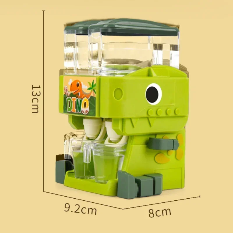 Charming Children's Dinosaur Dual Water Dispenser Toy Cold/Warm Water Juice Drinking Fountain for Imaginative Kitchen Play