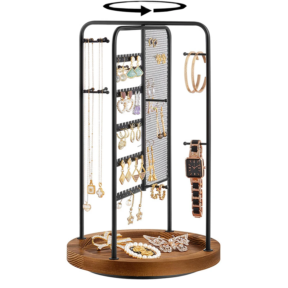 

360 Rotating Jewelry Organizer Stand, Earrings and Necklaces Jewelry Tower Tree, Hanging Earring Bracelet and Rings Storage Hold