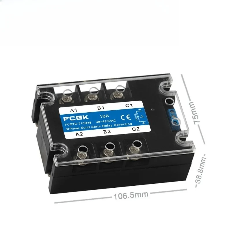 

Трехфазное реле переключения направления вращения (вперед/назад) 10-30В DC / 480В AC, твердотельное (SSR), 10А, 25А, 40А, 60А, 80А