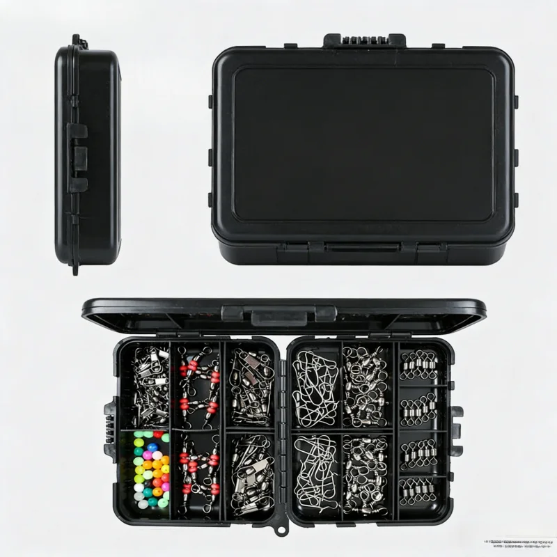 

Портативная черная коробка 140, набор аксессуаров для приманки, улучшенный штифт, трехзубчатая поворотная пробка, небольшие аксессуары для рыбалки