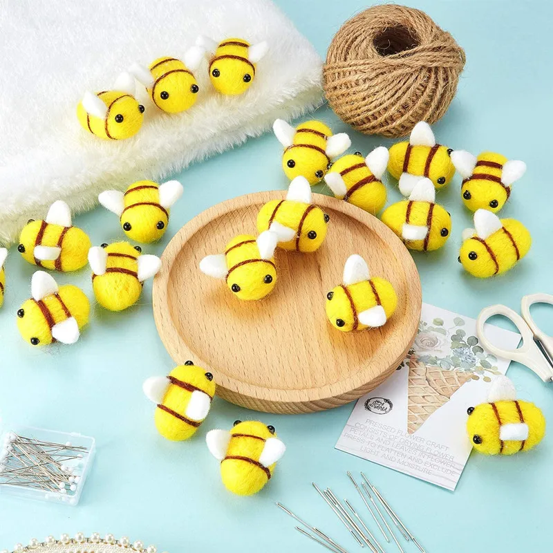 Yellow Bee Pompom 20*25mm Hair Ball Polyester Child Headdress Wedding Party Supplies DIY Handmade Material Hat Clothing Decor