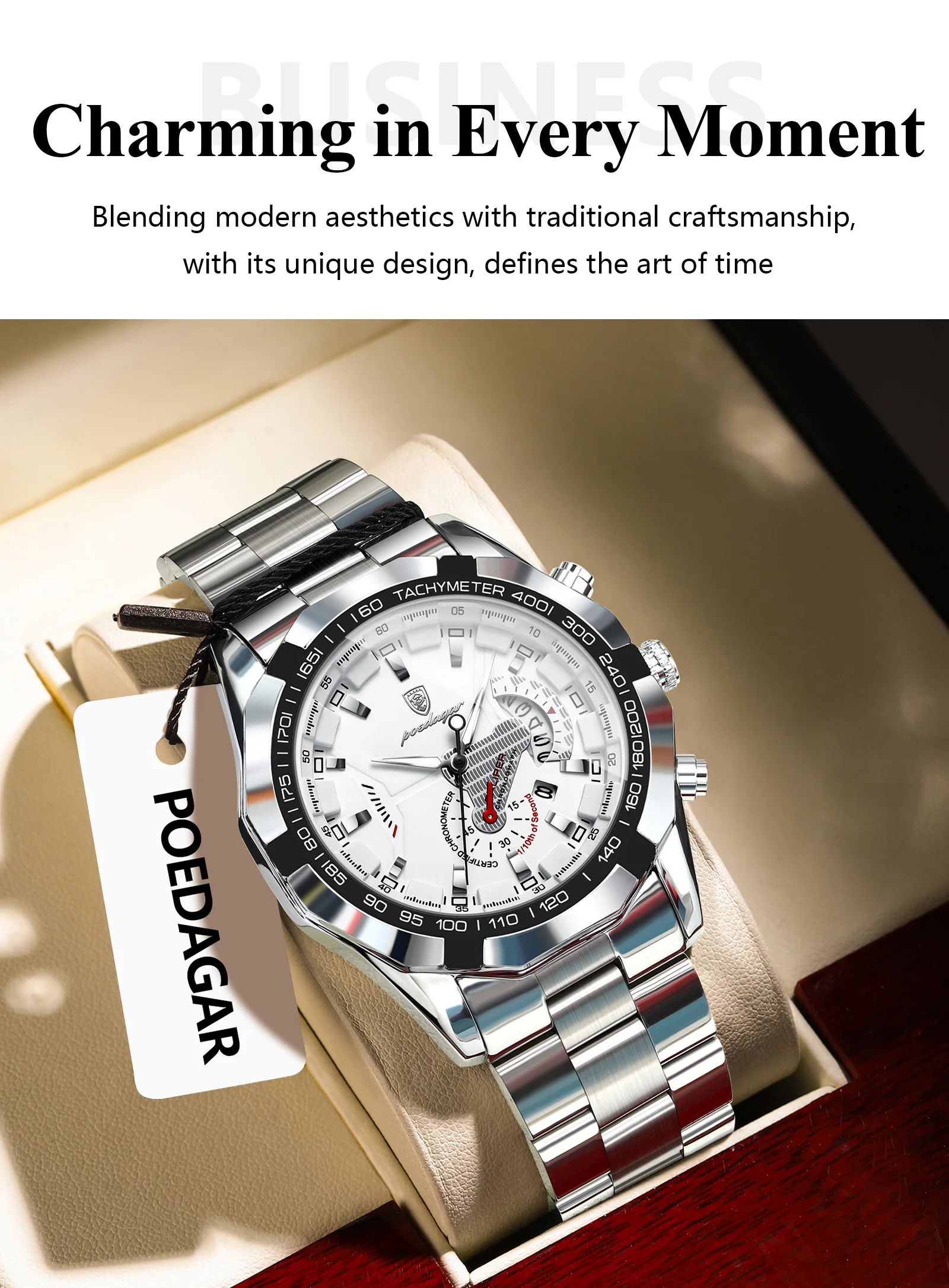 POEDAGAR Luxus Marke Mann Uhr Wasserdicht Leucht Datum Sport Mann Armbanduhr Edelstahl Mode Quarz herren Uhren Reloj – Detail 15