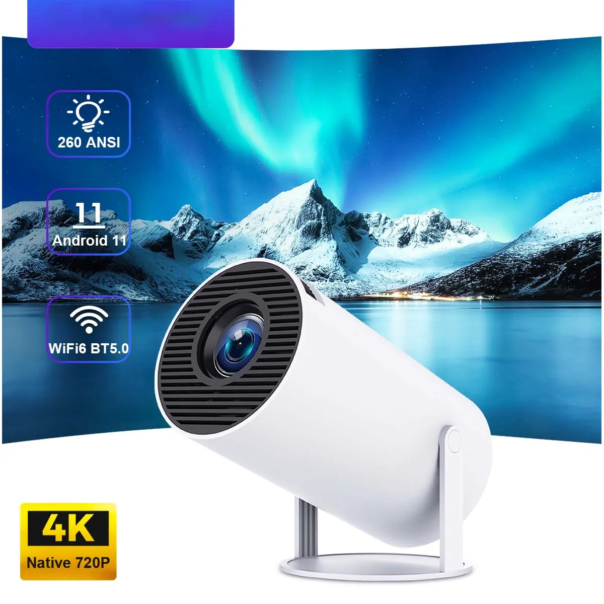 Projector HY300 PRO 4K Android 11 Dual Wifi6 260ANSI Allwinner H713 BT5.0 1080P 1280*720P Home Cinema Outdoor Projetor