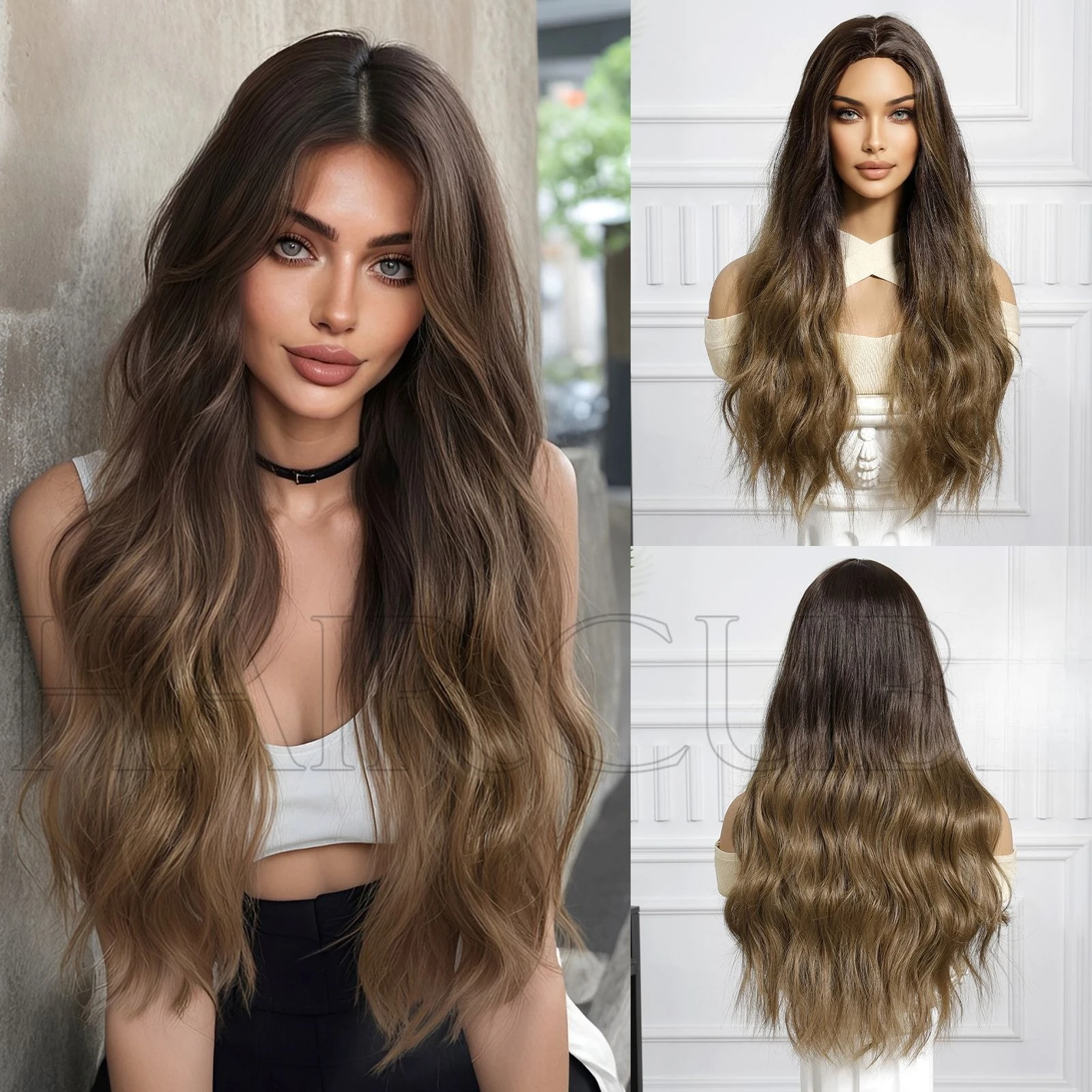 

Wig Headgear European and American style women's medium length curly hair wig
