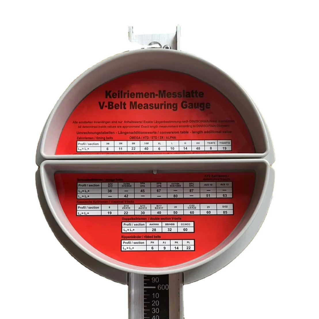 High Precision V-Belt Measuring Ruler Aluminum ABS Construction 500-3550mm Range 500-2500MM Accuracy for V-belts Timing Belts