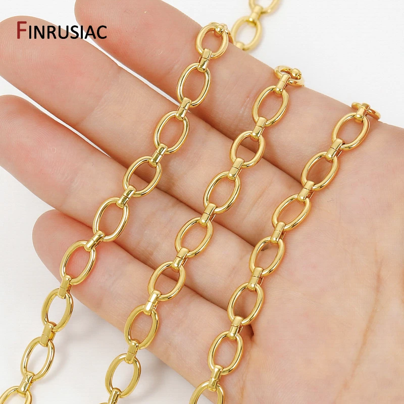 7*10mm 18K Gold Plated Brass Large O Chain for Jewelry Making, High Quality Metal Link Chains for Necklace Bracelet Accessories view 6