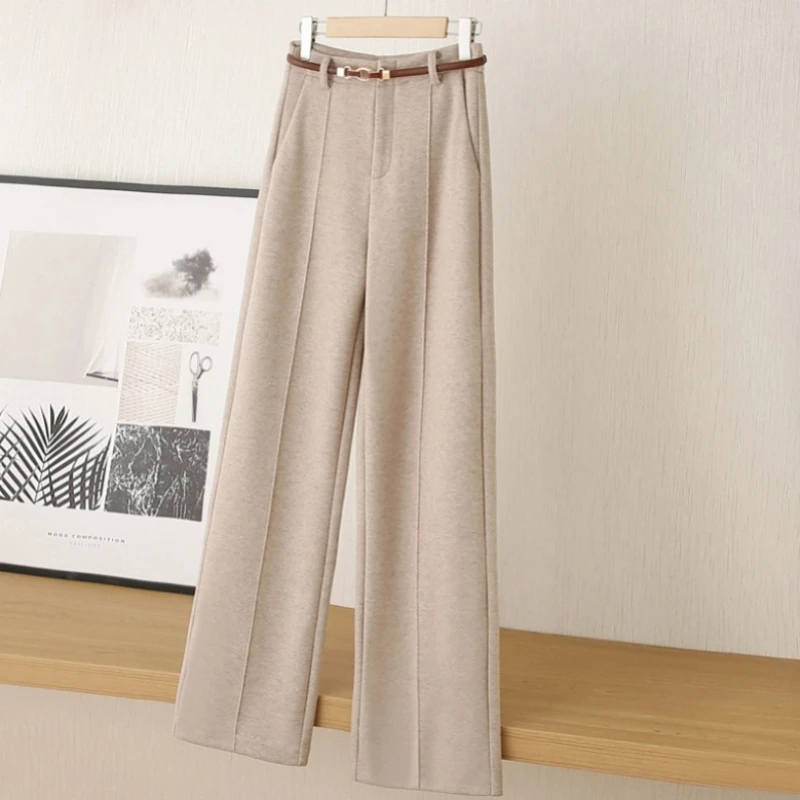 

New fashionable versatile women's pants straight wool woolen trousers women's thickened thermal autumn and winter pants