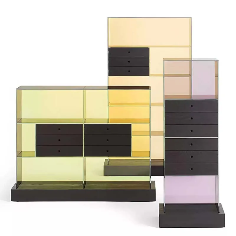 Italian minimalist glass chest cabinet transparent display cabinet modern minimalist solid wood storage cabinet locker