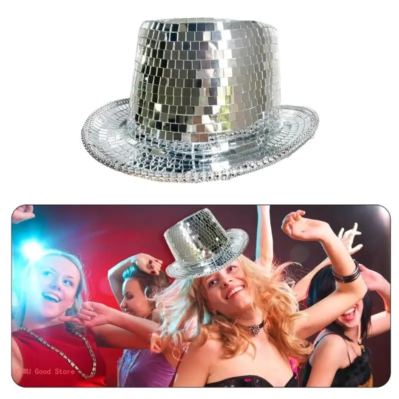 

Club Panama Hat Mirrored Victorian Hat Top Hat for Street Dancing