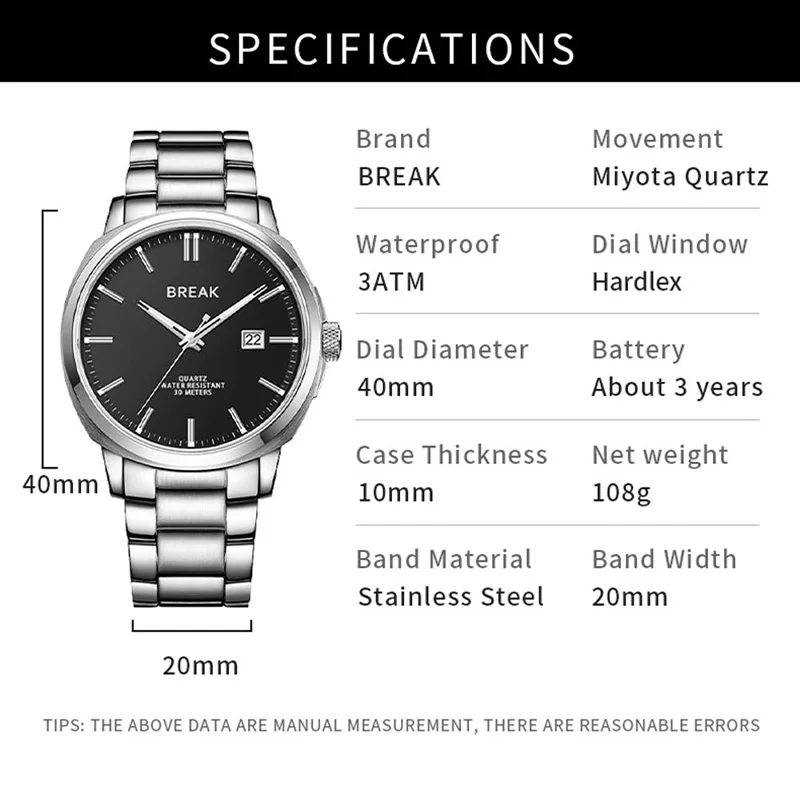 BREAK Unique Creative Photographer Series Camera Style Men Women Casual Quartz Sport Analog Dress Stainless Strap  Wristwatch