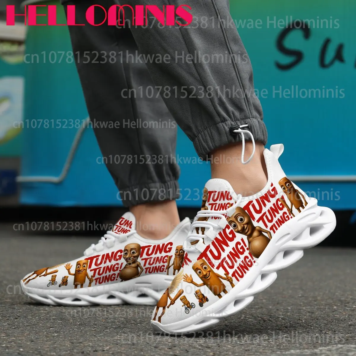 Picture 6: Tung Tung Tung Sahur Abstract Whimsical Print Casual Shoes Unisex Adult Soft Sole Lightweight Non-slip Trendy Casual Sneakers