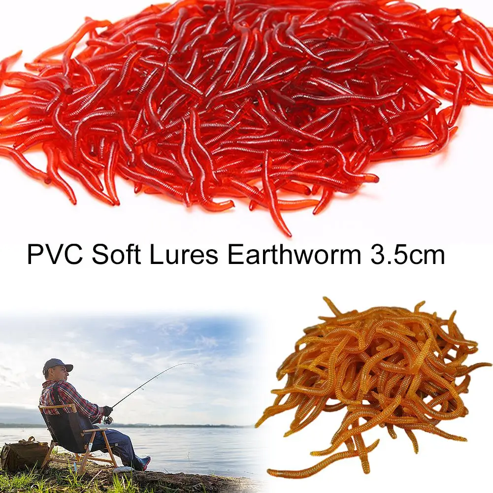 

50/100pcs Soft Lure Simulated Earthworms Bionic Grub Red Realistic Fishing Tackle Worms Fishing Bait Artificial Bait D8G5