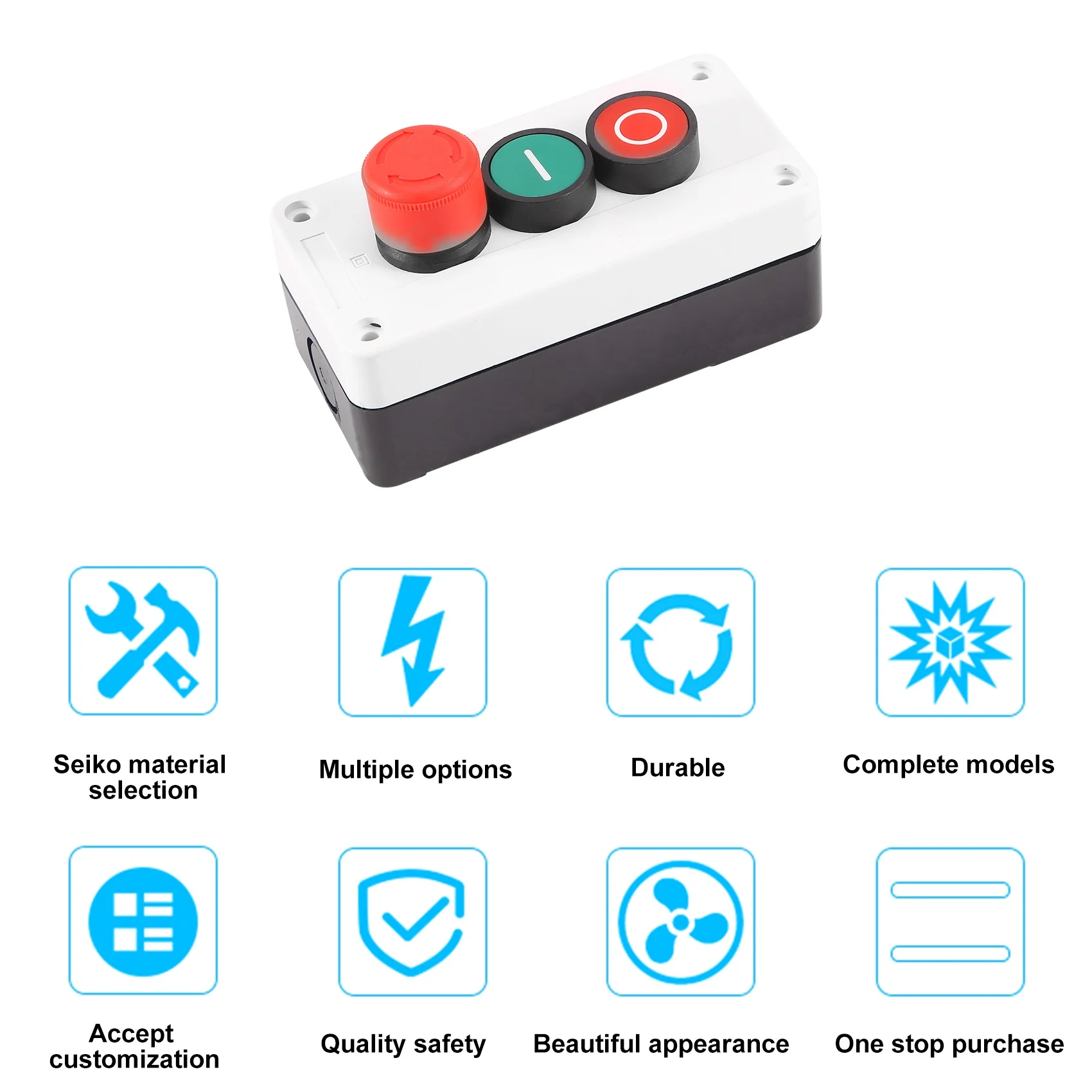 NC Emergency Stop NO Red Green Momentary Push Button Switch Station 600V 10A