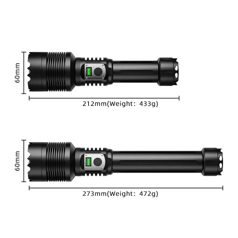 Latarka XHP360 o dużym zasięgu Latarka LED o dużej mocy, ładowana przez USB, mocne światło, zewnętrzna, przenośna latarnia, wodoodporna