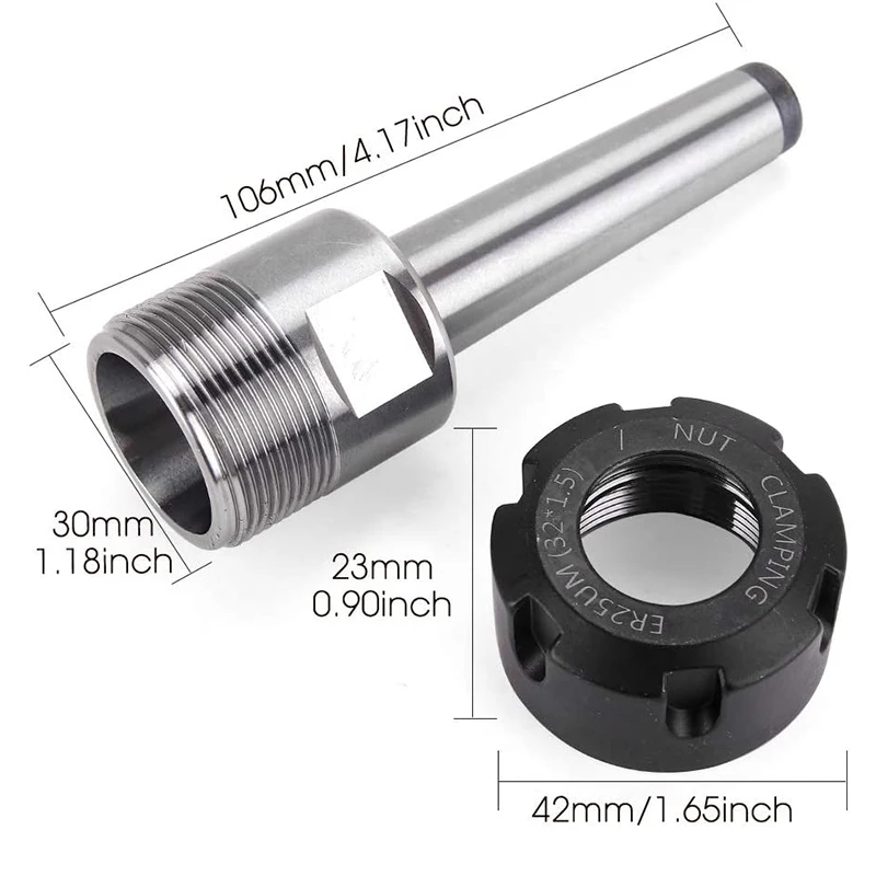 ER25 콜릿 세트 척, MT2 ER25 M10 모터 익스텐션 로드, CNC 타각기 또는 밀링 선반 도구