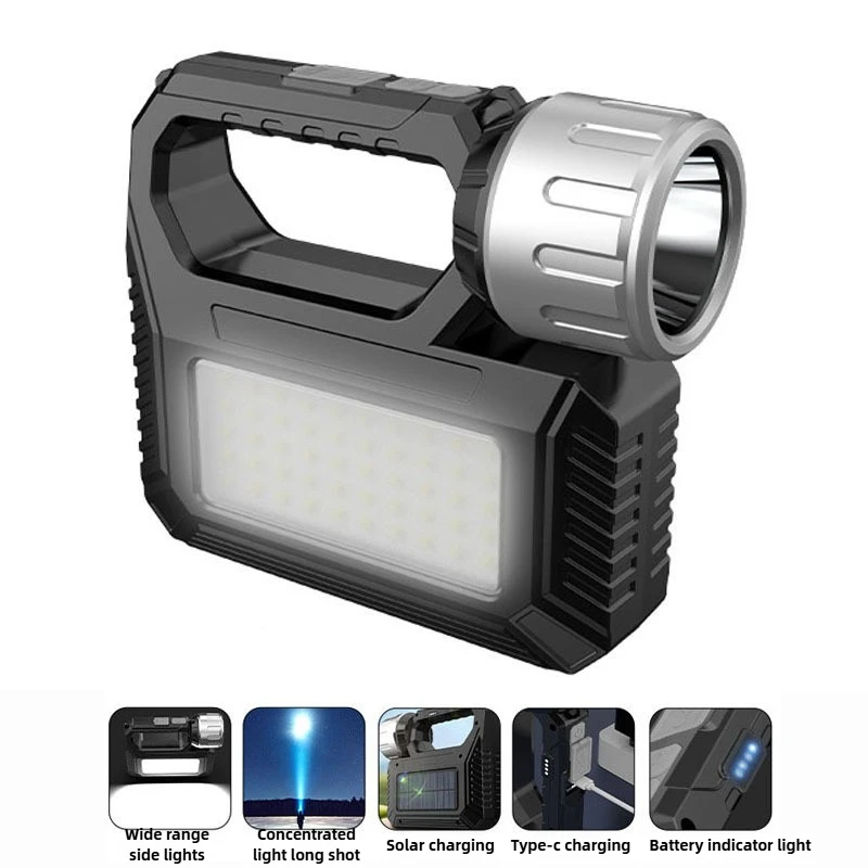 Solar COB Camping Lantern, Lantern Spotlight, TYPE-C Rechargeable Camp Light, Portable Lantern for Cross-Border Sales