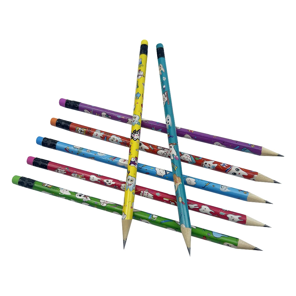 50 قطعة قلم رصاص بنمط الأسنان اللطيف الإبداعية على شكل شمسي رسم قلم رصاص للأطفال الأطفال تذكارية الكتابة عيادة الأسنان هدية مكتب #3