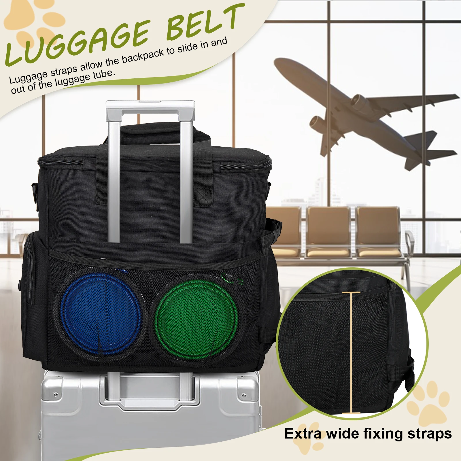 Дорожная сумка для собак, одобренная авиакомпанией — дорожная сумка для домашних животных со складными мисками, контейнерами для еды и ковриком для кормления — органайзер с несколькими карманами для