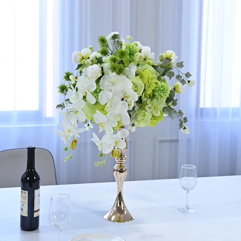 80 سنتيمتر إلى 35 سنتيمتر الأخضر الوردي الأبيض السحلية الجدول محور كرة زهرية الزفاف خلفية ديكور ترتيب الأزهار عداء الحدث الدعائم