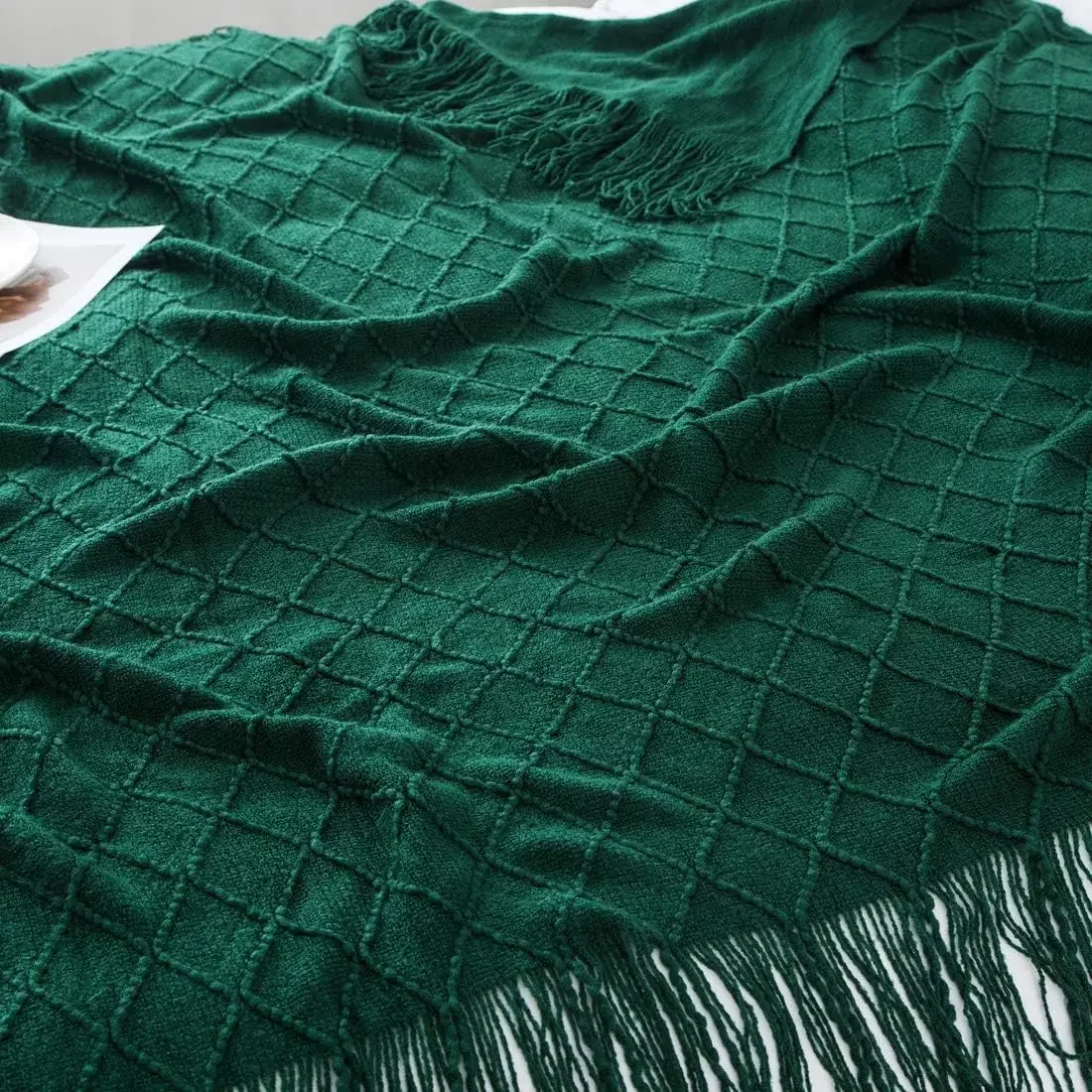 Gift Green Christmas Throw Blanket Soft Boho Bed Throw Blankets,Cozy Knitted Throw Blanket,Oversized Knit Farmhouse Blankets