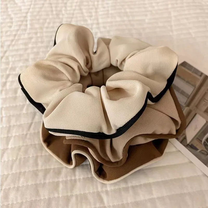 Coleteros grandes Satain de doble tela de seda satinada de estilo coreano, accesorios para el cabello para mujeres, bandas elásticas de alta gama