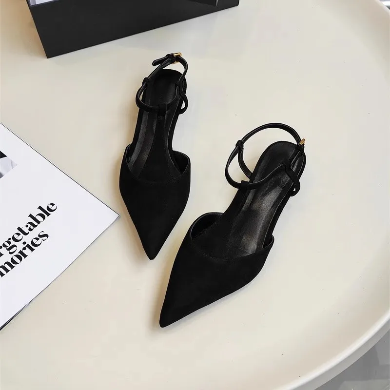 Mrxmus Dutit 2024 Summer New Fashion Women New Pointed Head Flat Sandals Elegant Versatile Solid Simple Shoes Female Chic Pumps