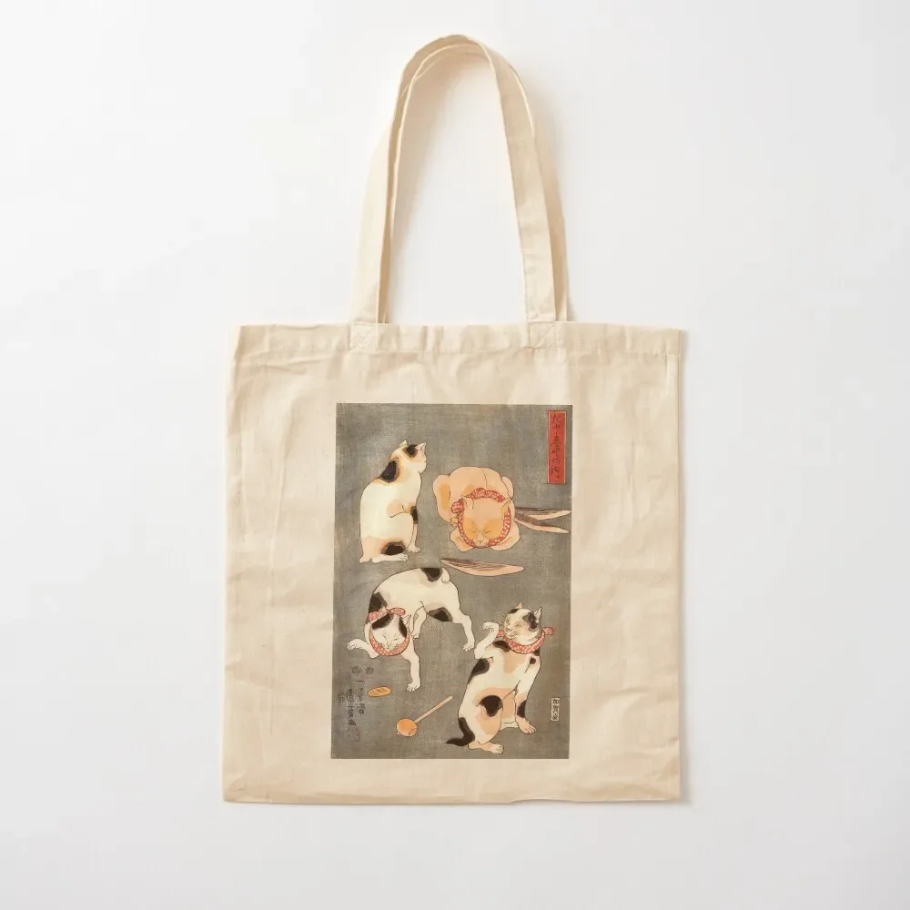 

Japanese Tattoo Flash Woodblock Print Cats Tote Bag tote bag screen Women's handbag bag for beach