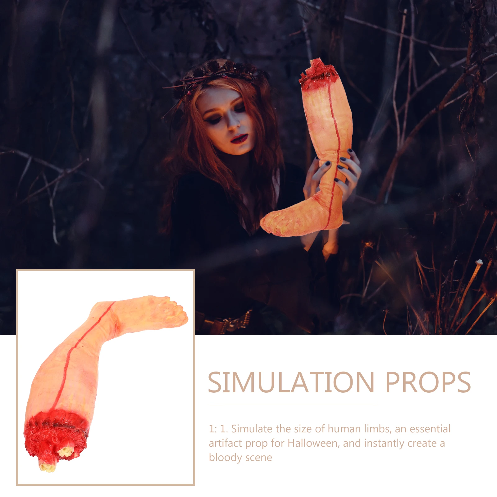 

Severed Foot Props Scary Halloween Accessories Bloody Crawl Fake Limbs Horror Body Parts Prank Human Part Simulated Sturdy Small