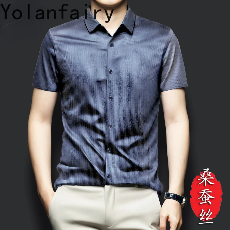 YOLANFAIRY 95% Mulberry Silk Men Shirt Summer Mens Clothing Short Sleeve Shirt High Quality Tops Chemise Homme De Eté 2024