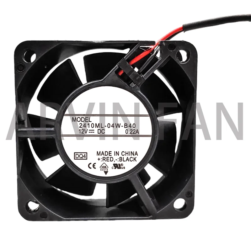 Original 2410ML-04W-B40 2-wire 3-wire 6025 6CM 12V 0.22A Two-wire Double Ball Bearing Fan