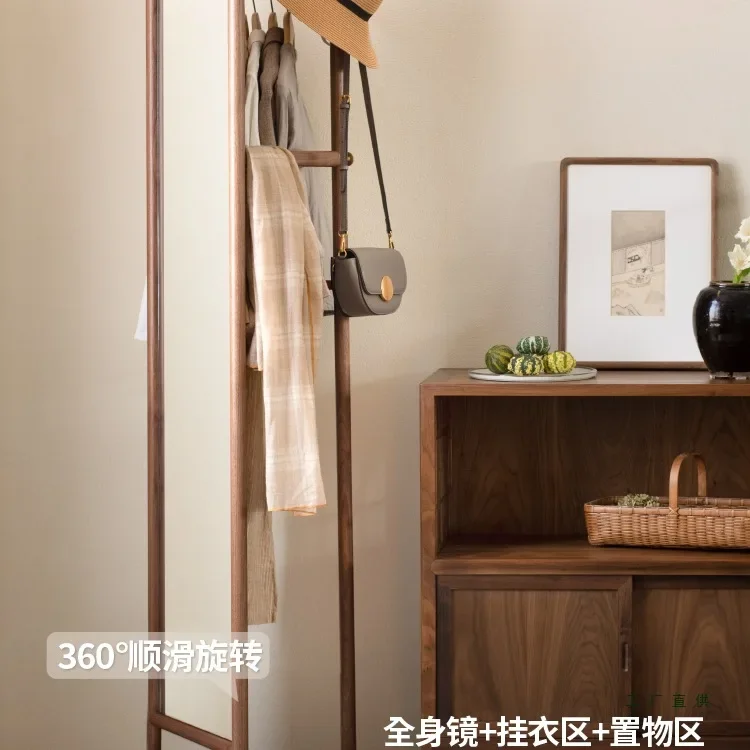 Rotating full-length mirror hanging hanger integrated floor solid wood mirror hanger