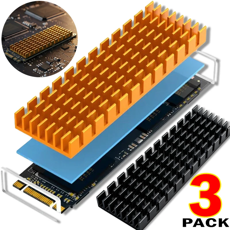 

1-3 комплекта M.2 2280 SSD-радиатор, твердотельный жесткий диск, алюминиевый радиатор с термопрокладкой для ПК, компьютера, SSD, радиатор, охладитель, инструмент