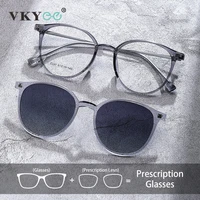 VICKY gafas magnéticas con Clip, gafas de conducción polarizadas con marco redondo, gafas graduadas personalizables para miopía óptica TJ2240